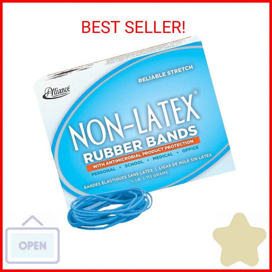 Alliance Rubber 42199#19 Non-Latex Antimicrobial Rubber Bands, 1/4 lb Box Contai