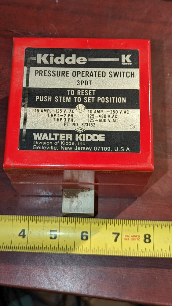 (1) Kidde UTC Pressure Switch 873752 3PDT Guaranteed