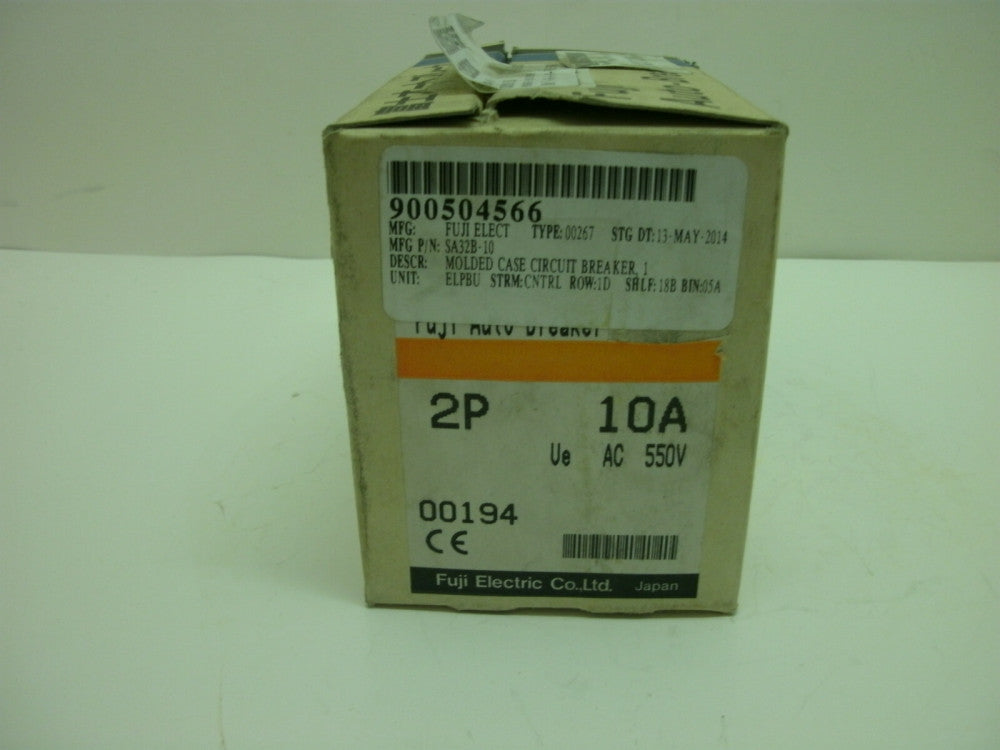 FUJI ELECTRIC SA32B-10 MOLDED CASE CIRCUIT BREAKER 2P 10A AC 550V NEW IN BOX