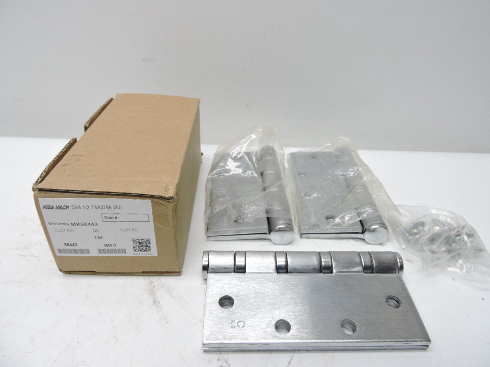 Set of 3 - MCKINNEY Hinges T4A3786 Full Mortise Steel Bearing 5" X 4 1/2" HD 26D