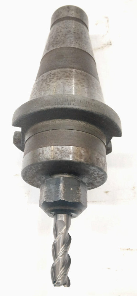 WRIGHT MACHINE AND TOOL NMTB SHANK TAPER TOOL HOLDER CAT 50 W/ENDMILL