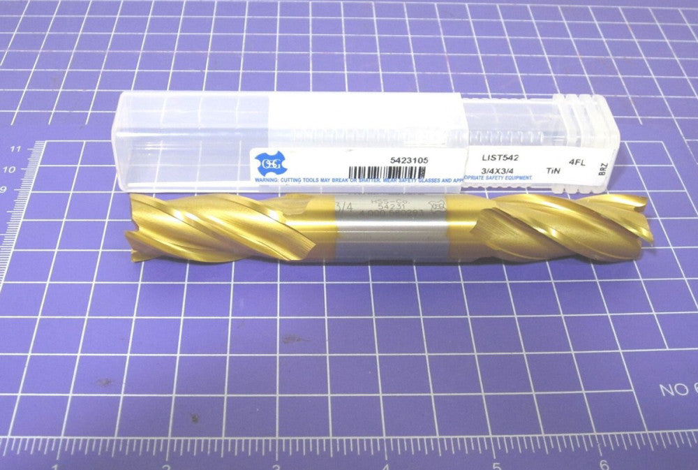 OSG (5423105) 3/4" 4F HSS-CO Square End Mill Double End 1-5/8" LOC
