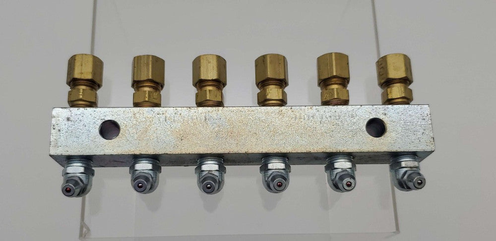 Alemite 6136 Grease Fitting Header Block 6 Point 1/8" NPT Female 1/4" Tubing
