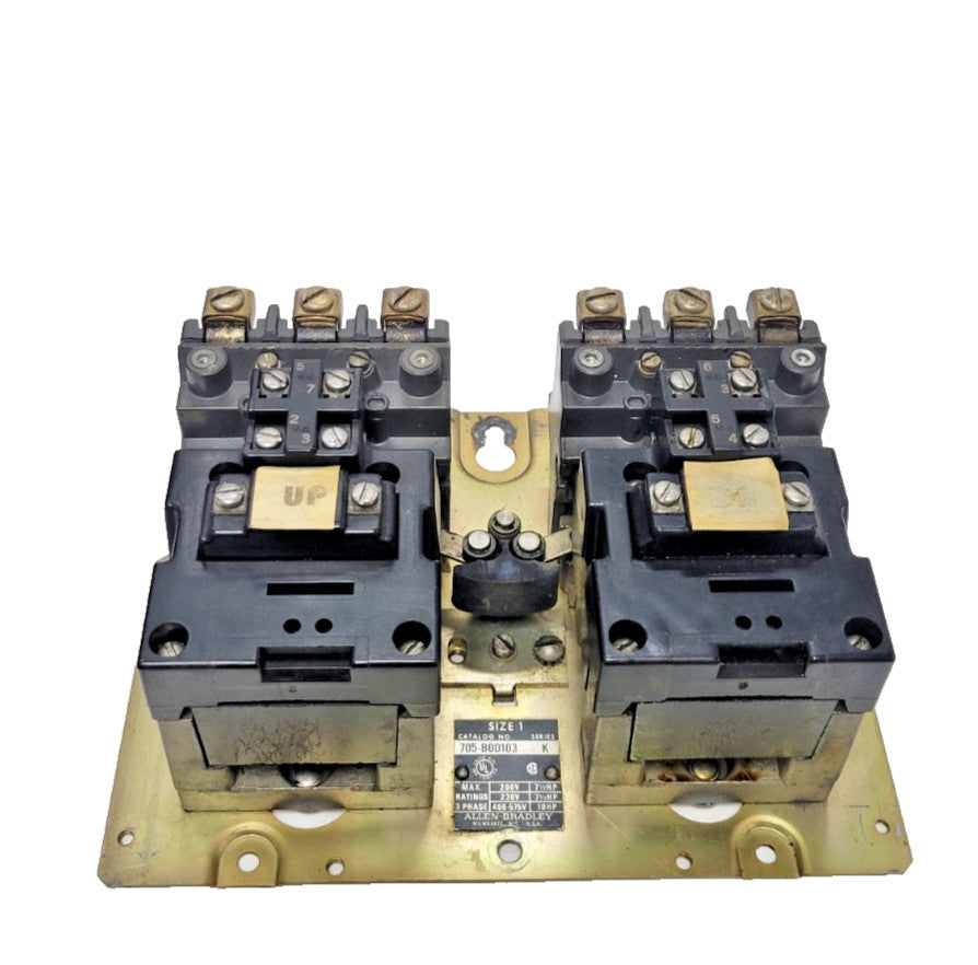 ALLEN BRADLEY REVERSING STARTER 705-B0D103 SIZE 1 3-10HP 120-600V 120V COIL (KB)