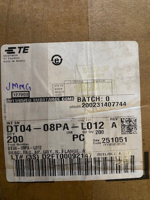 (200 PACK) TE Connectivity/ Deutsch DT04-08PA-L012 DT Connector