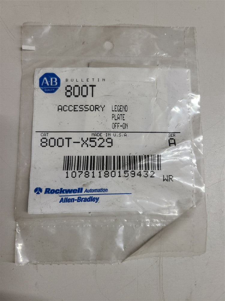 NEW ALLEN BRADLEY OFF-ON LEGEND PLATE 800T-X529 A