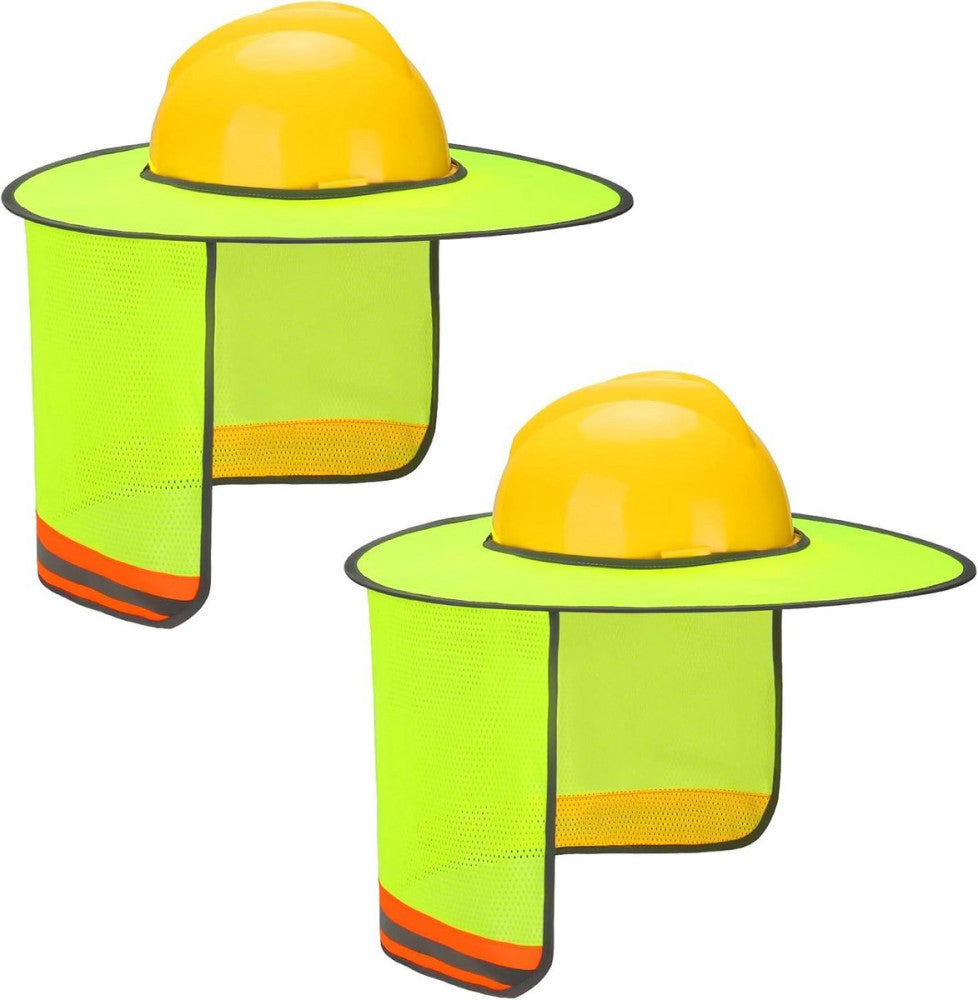 2 Pcs Hard Hat Sun Shade Full Brim Neck Sun Protection with Reflective Strip(not
