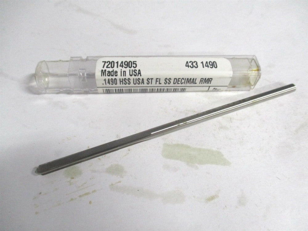 (433-0.1490) 0.149" x 1" x 4" OAL 4-Flute Straight Shank HSS Chucking Reamer 