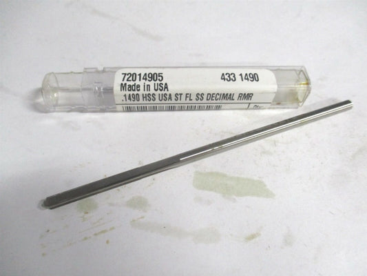 (433-0.1490) 0.149" x 1" x 4" OAL 4-Flute Straight Shank HSS Chucking Reamer 
