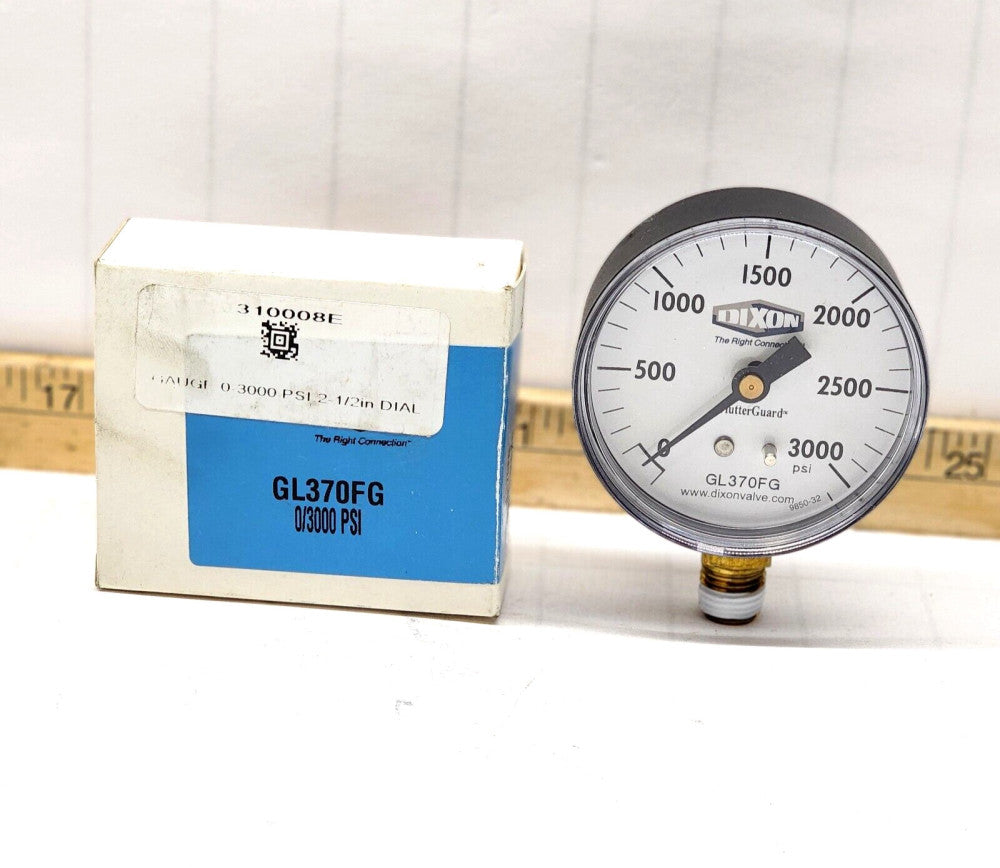 New Dixon 0-3000 PSI Pressure Gauge 2-1/2" Face 1/4" NPT  GL370FG