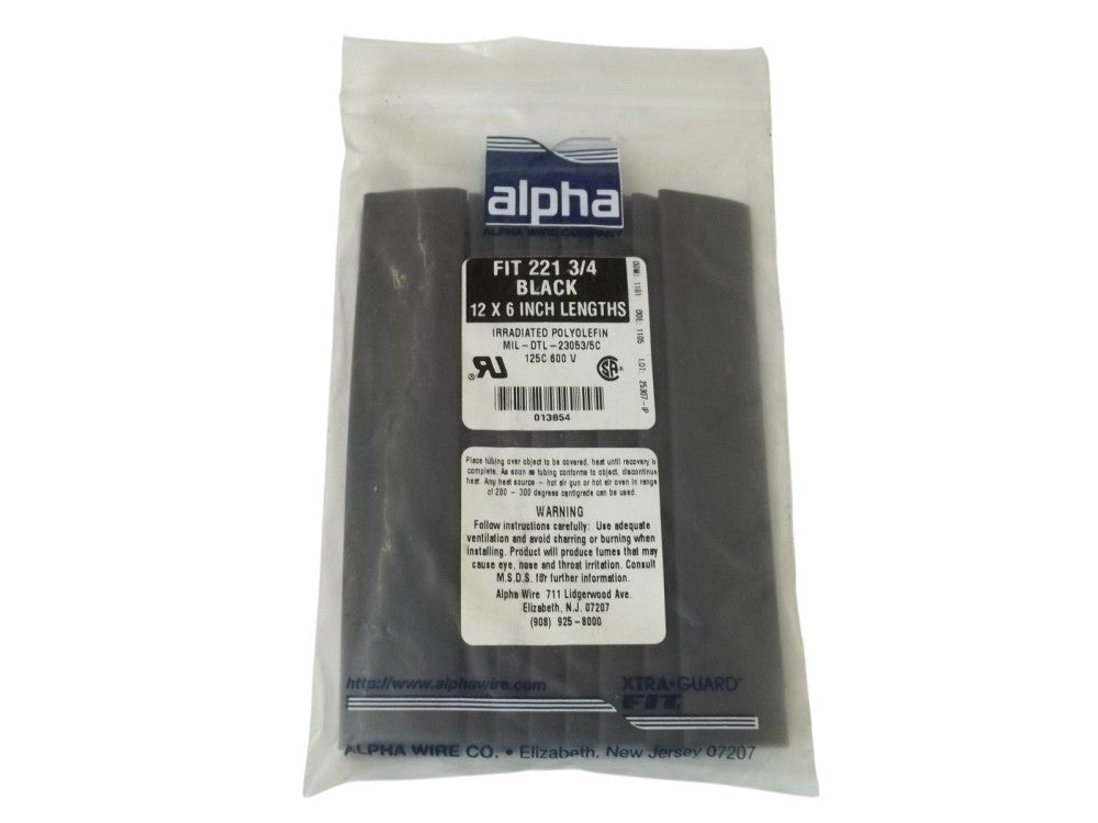 LOT OF 12 ALPHA  MIL-DTL-23053/5C FIT 221 3/4 BLACK 12X6 INCH LNGNSMP