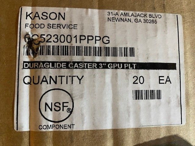 (20 PACK) 6C523001PPPG Kason Caster, 3" Without Brake Grey Poly Genuine