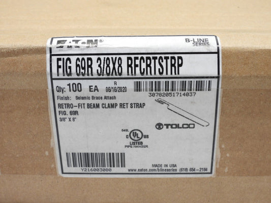 (100-Pk) Eaton Retrofit Beam Clamp Retaining Strap 3/8" x 8" FIG 69R