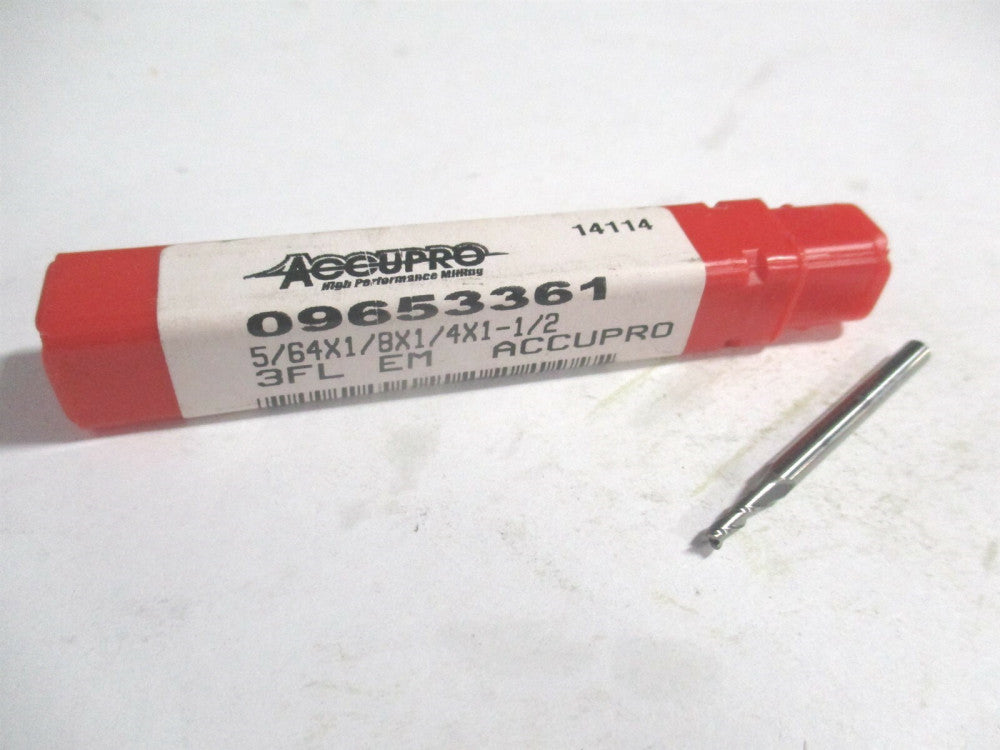 (6/431070) 5/64" x 1/4" x 1/8" x 1-1/2" OAL Solid Carbide 3Fl Square End Mill