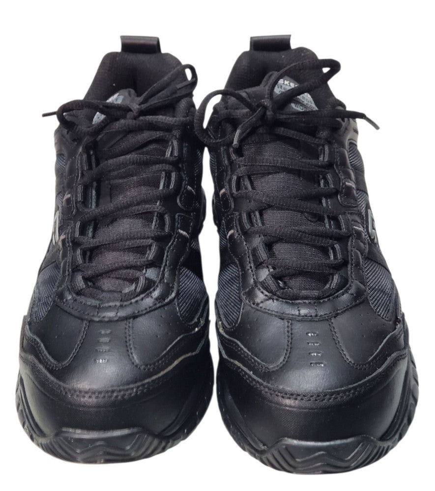 Skechers 77013 Relaxed Fit Memory Foam Work Safety Black Steel Toe Shoes Size 10