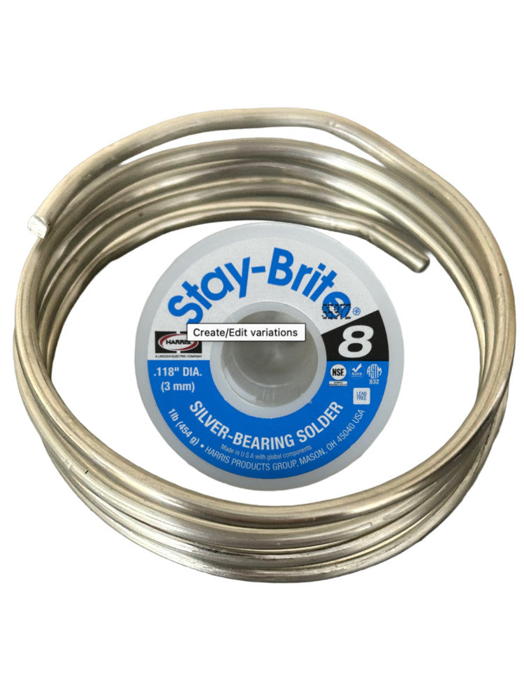 Stay-Brite#8  Silver Bearing Solder  1/16" Or 1/8"  HVAC