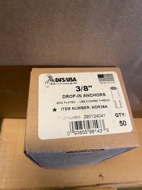 (50 PACK) Dfs Short Drop-In Anchor, 3/8" Dia, ADR38A