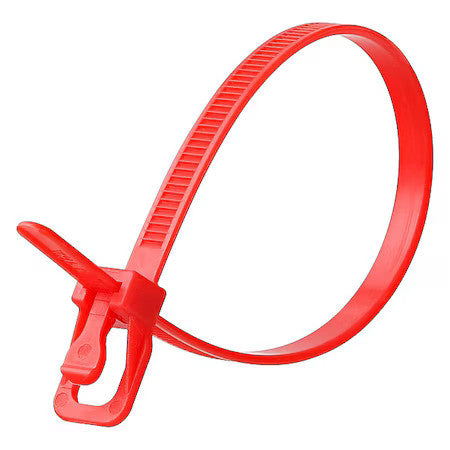 Retyz Evt-S12rd-Ta Cable Tie, 12 In L, 3.34 In Max Bundle Dia., Red, Nylon 6/6,