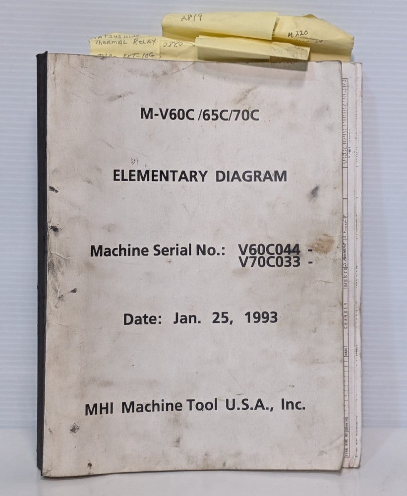 MHI Machine Tool USA M-V60C/65C/70C Elementary Diagram Manual for CNC Milling