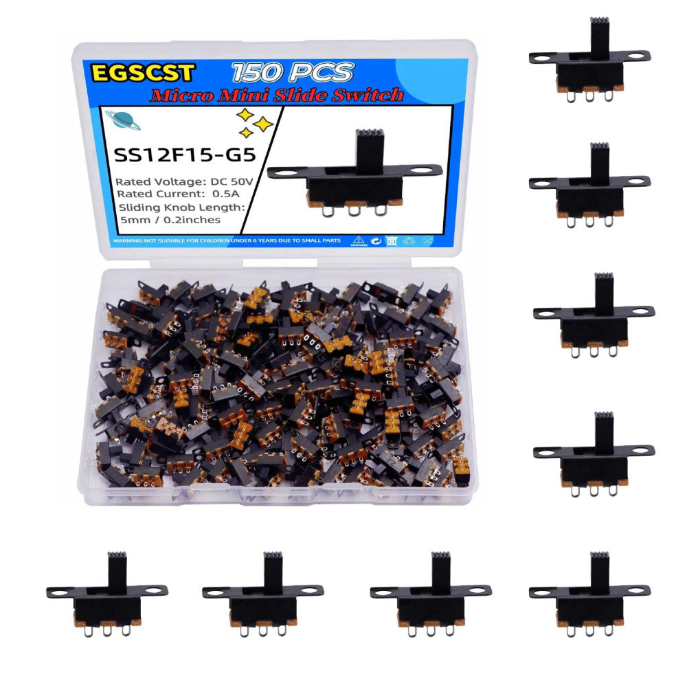 150PCS Micro Mini Slide Switch SPDT 1p2t Toggle Switches 2 Position 3 Pin On-Off