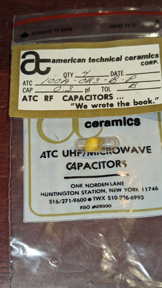 Pack of (4) ATC UHF/Microwave 0.3pF Capacitors 100A-0R3-B-P Tolerance B