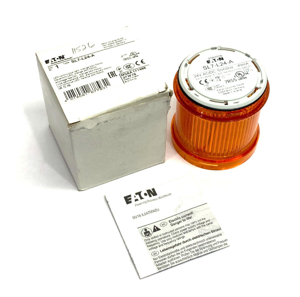 Eaton SL7-L24-A Stack Light Amber Signal Module, 70mm, Continuous Orange LED