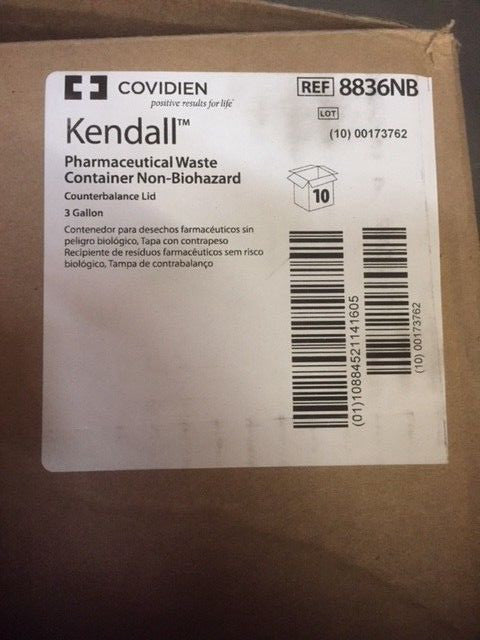 (Case of 10) CovidienPharmaceutical Waste Container Non-Biohazard 8836NB (NEW)