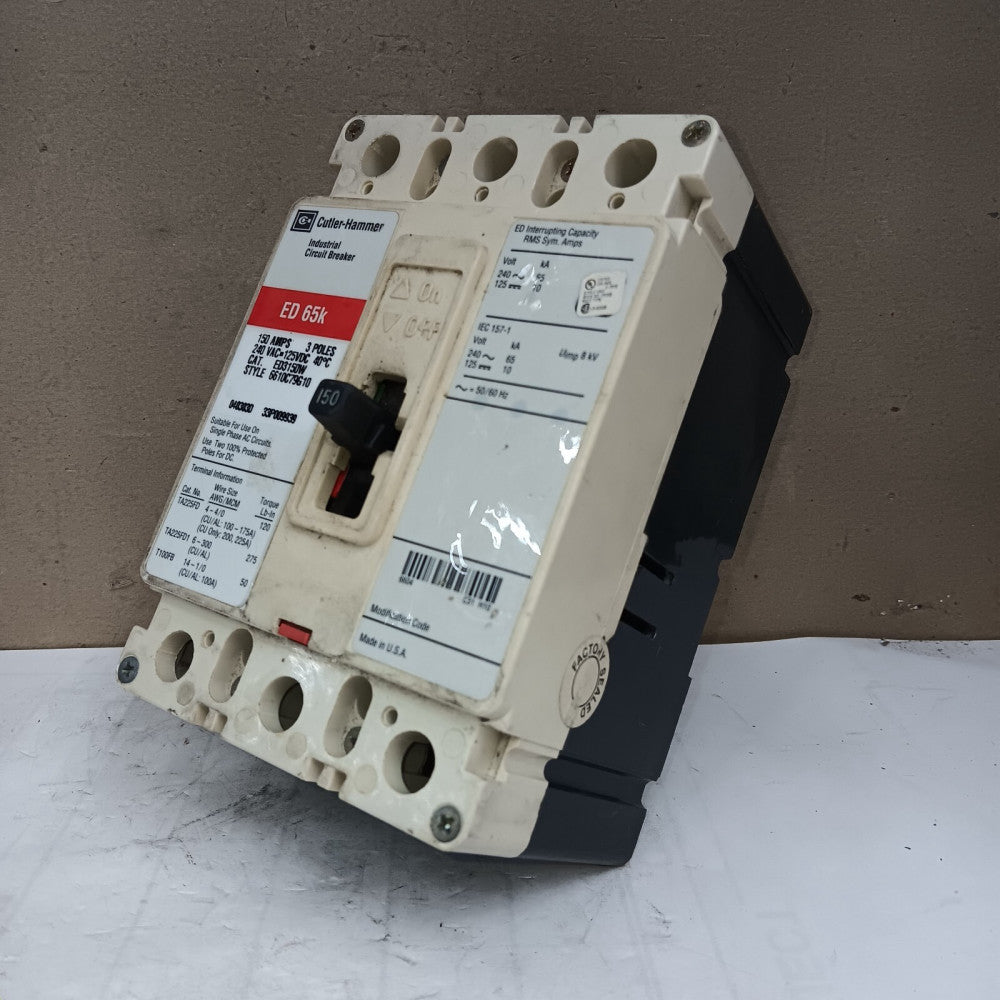 CUTLER HAMMER ED3150W 150 AMP CIRCUIT BREAKER 3 POLE 240 VAC