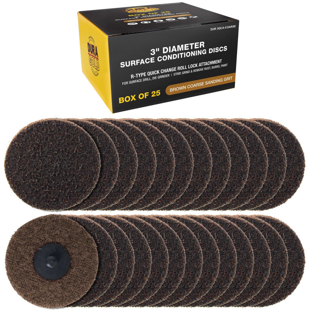 Dura-Gold 3" Surface Conditioning Discs Brown Coarse Sanding Grit (Box of 25)