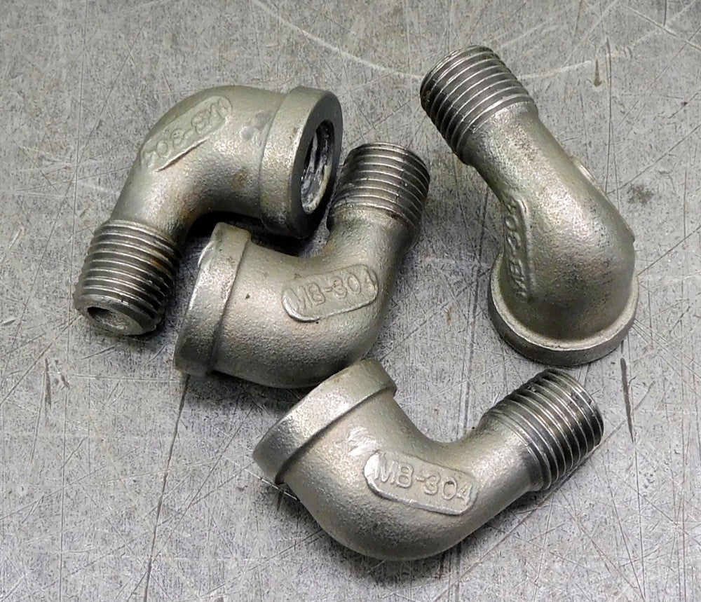 Stainless Steel SS Street Elbow 1/4" NPT MB-304 150-1/4 Lot of Four (4)