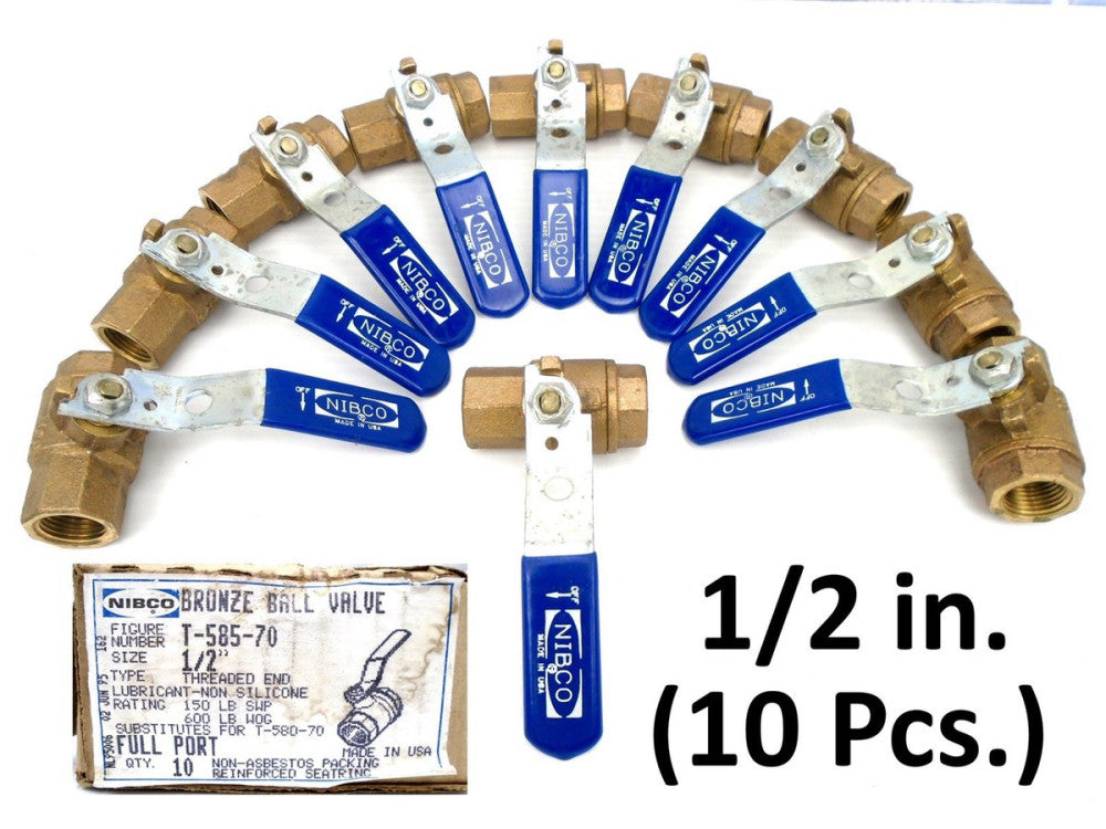 (10 pc) NIBCO - NL95006 - T-585-70 - 1/2" Pipe FNPT FULL PORT BALL VALVE - (NEW)