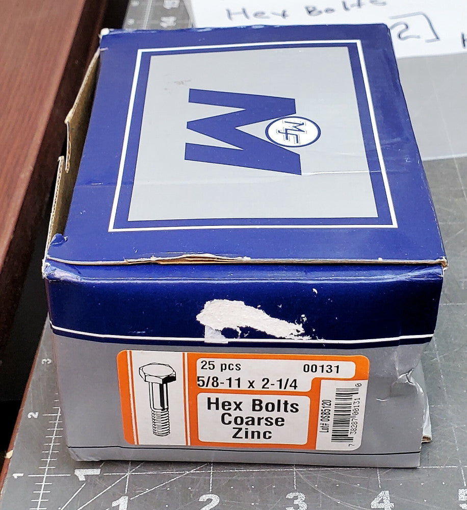 (QTY 25) 5/8"-11 x 2 1/4" Zinc Plated Steel Coarse Thread Hex Cap Screws [Z2B2] 
