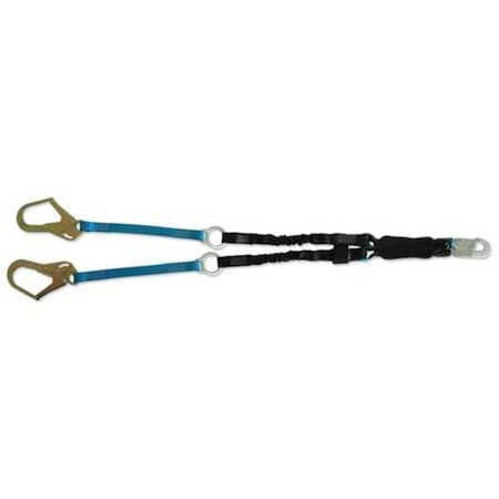 Tractel Cay226h/R Shock Absorbing Lanyard, 4 Ft. 6" To 6 Ft., Black, Blue