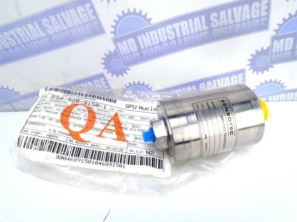  SENSOTEC - BP53ARIC2J5A - V9263-01-01 - AMPLIFIED PRESSURE TRANSDUCER - 0-2 psi