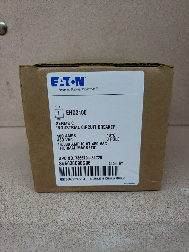 CUTLER HAMMER EHD3100 3P 100A AMP 480V-AC MOLDED CASE CIRCUIT BREAKER