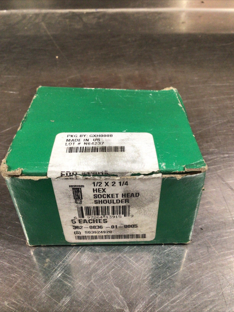 1/2 x 2 1/4 HEX SOCKET HEAD SHOULDER BOLT  Box Of 5