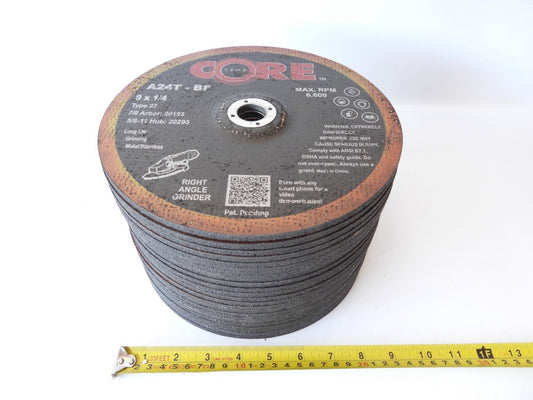 (Lot of 24) Core Temp Heavy Duty Grinder Disc Wheel 9" x 1/4" x 7/8", A24T-BF
