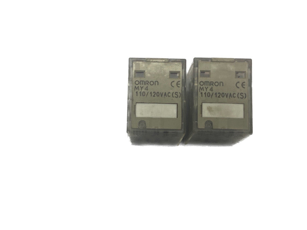 (2) NOS Omron 110/120 VAC 5A 14 Blade Ice Cube Plug in Relay MY4 110/120 VAC 
