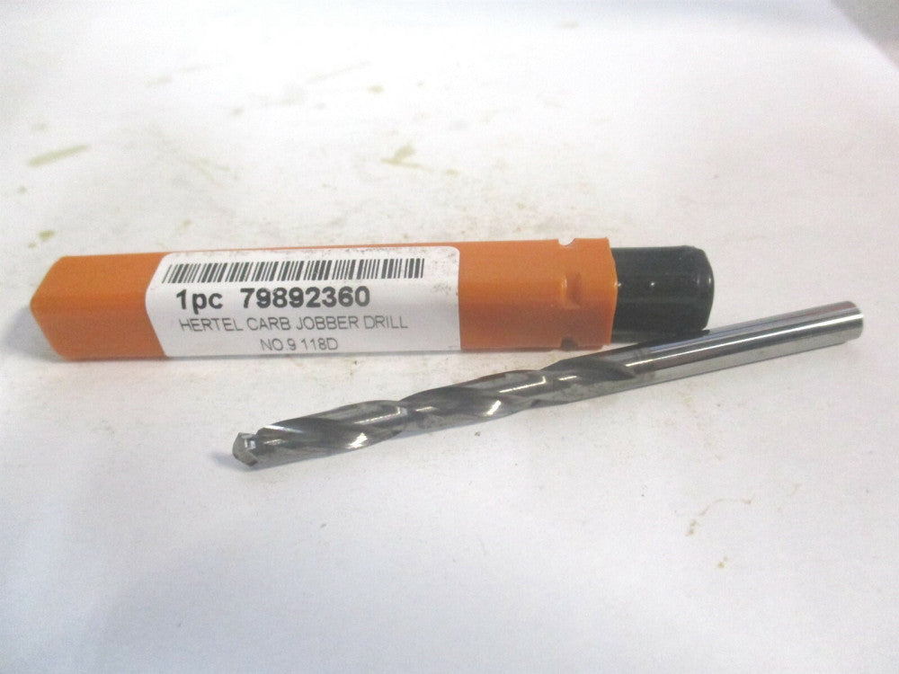 (79892360) #9 1-3/4" x 3" OAL 118° Solid Carbide Regular Spiral Jobber Drill 
