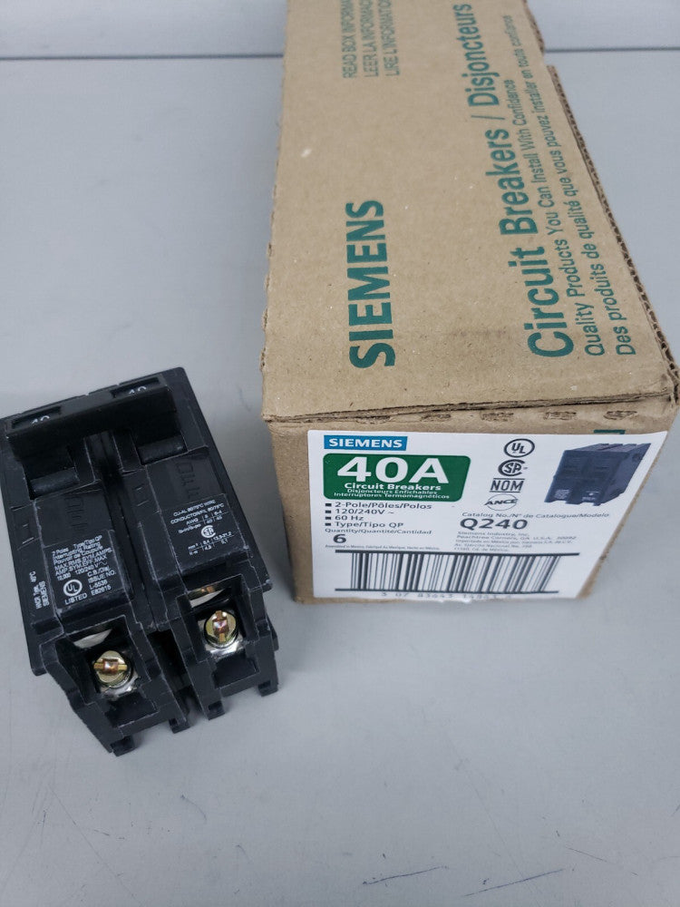 (1) New! Siemens Q240 40-Amp Double Pole Type QP Circuit Breaker black