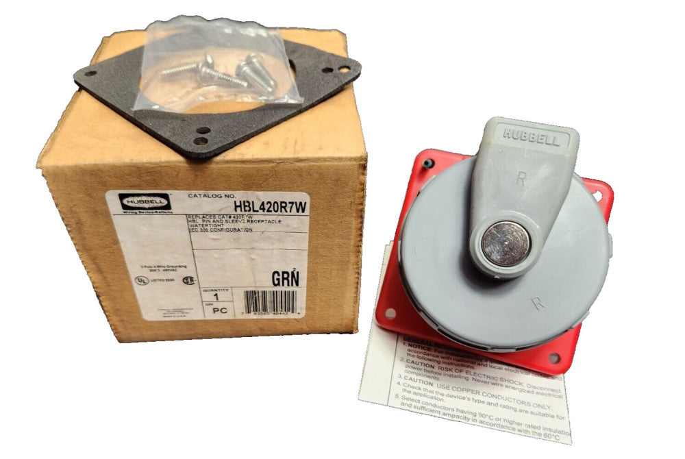 Hubbell HBL420R7W Pin And Sleeve Receptacle,20A,480V NEW