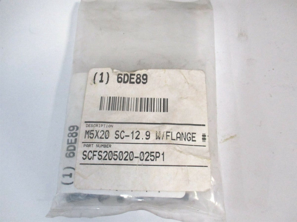 (6DE89) M5-0.80 Steel Black Oxide Cylindrical Flanged Head Cap Screw - 25 Count