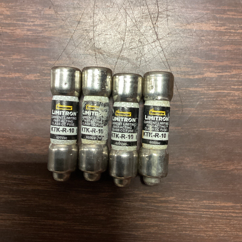 Cooper Bussmann Limitron KTK-R-10 Fast Acting Fuse, 600Vac 10Amp, Lot Of 4