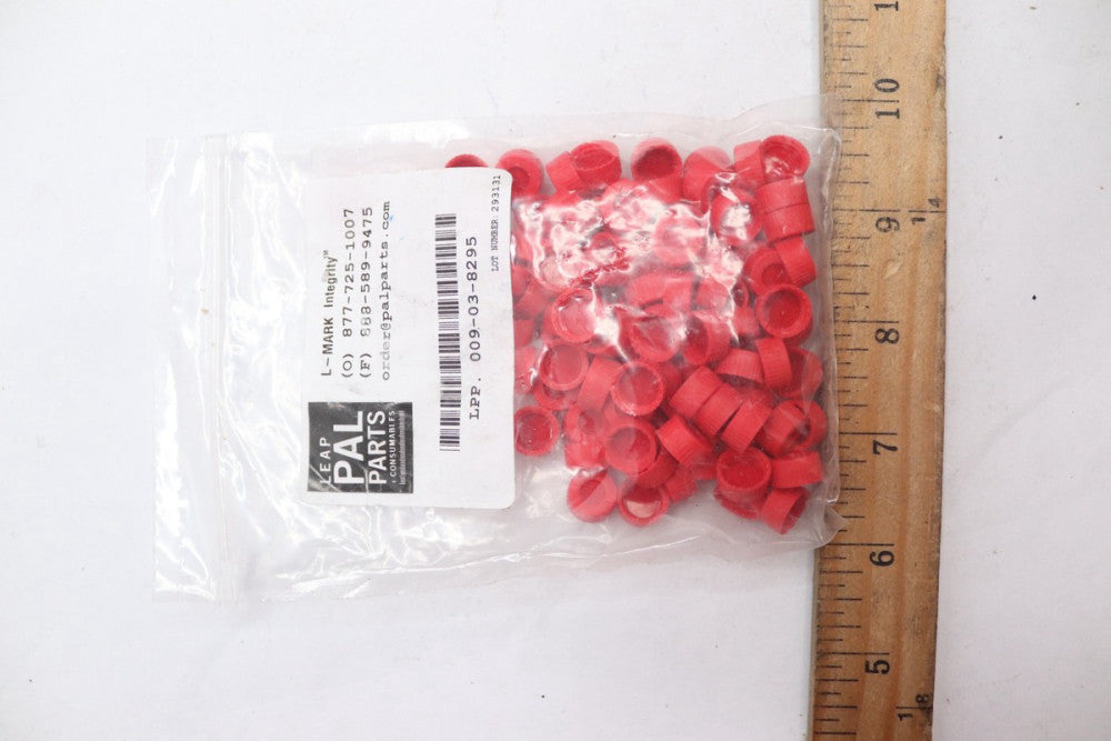 (100-Pk) Leap Pal Parts L-Mark Integrity Caps Screw Closure Red 9mm 009-03-8295