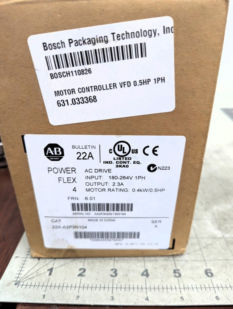 ALLEN BRADLEY 22A-A2P3N104 SER A PowerFlex VFD 4 0.4 kW (0.5 HP) AC Drive  [Z3B6