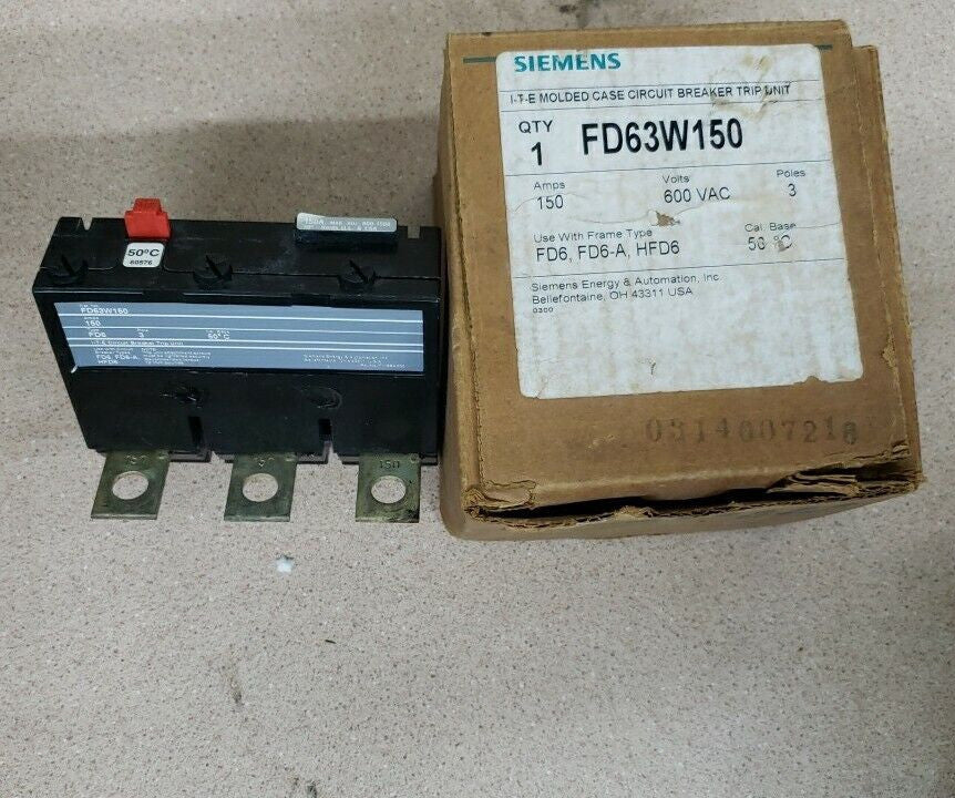 SIEMENS FD63T150 150 amp 600v 3 Pole Trip Unit NOS
