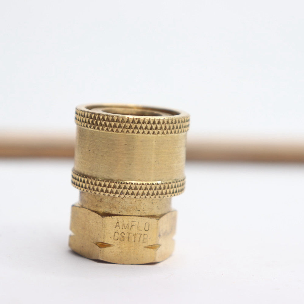 Amflo Straight-Thru Coupler Brass Plated 1/4" FNPT CST17B 