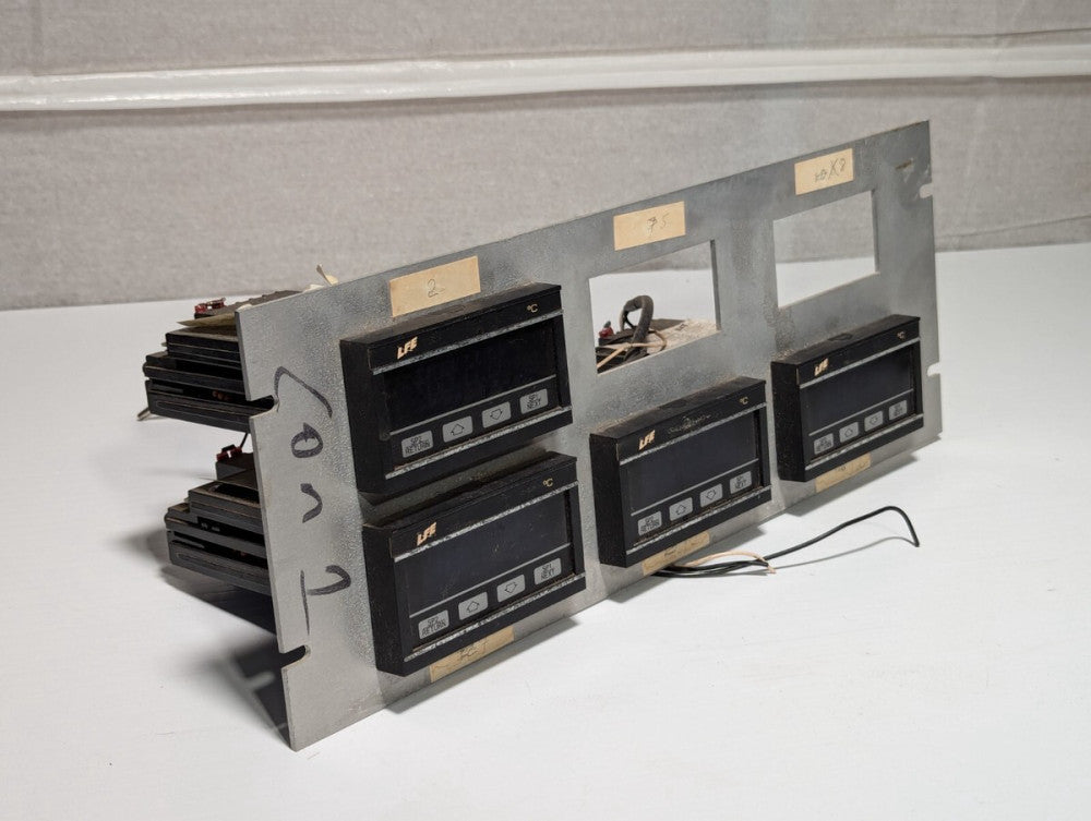 Lot of 4 LFE 4500 digital panel meters with panel as shown, T/C K