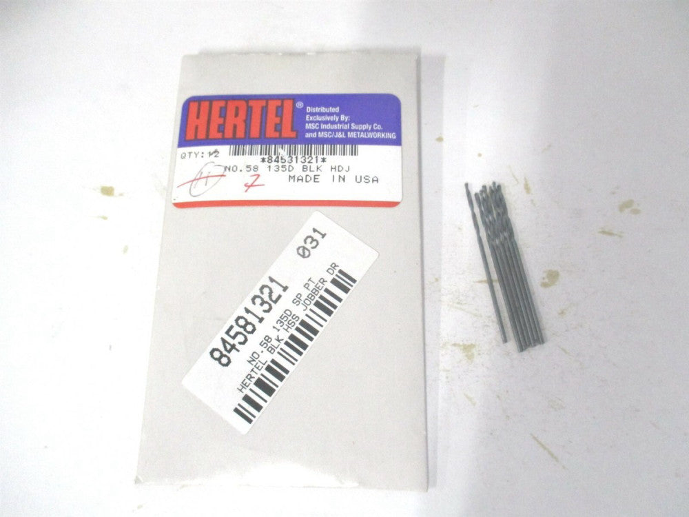 (84581321) #58 11/16" x 1-5/8" 135° High Speed Steel Spiral Jobber Drill - Qty 7