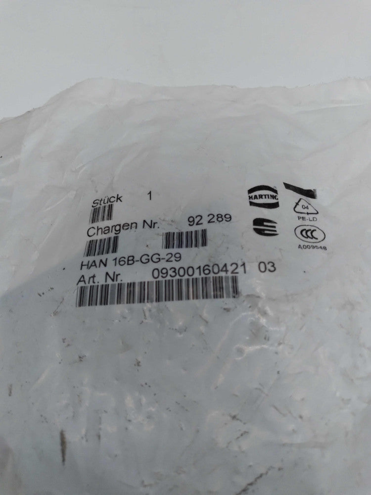 NEW Harting HAN 16B-GG-29 Top Hood Entry Connector 09300160421 03 